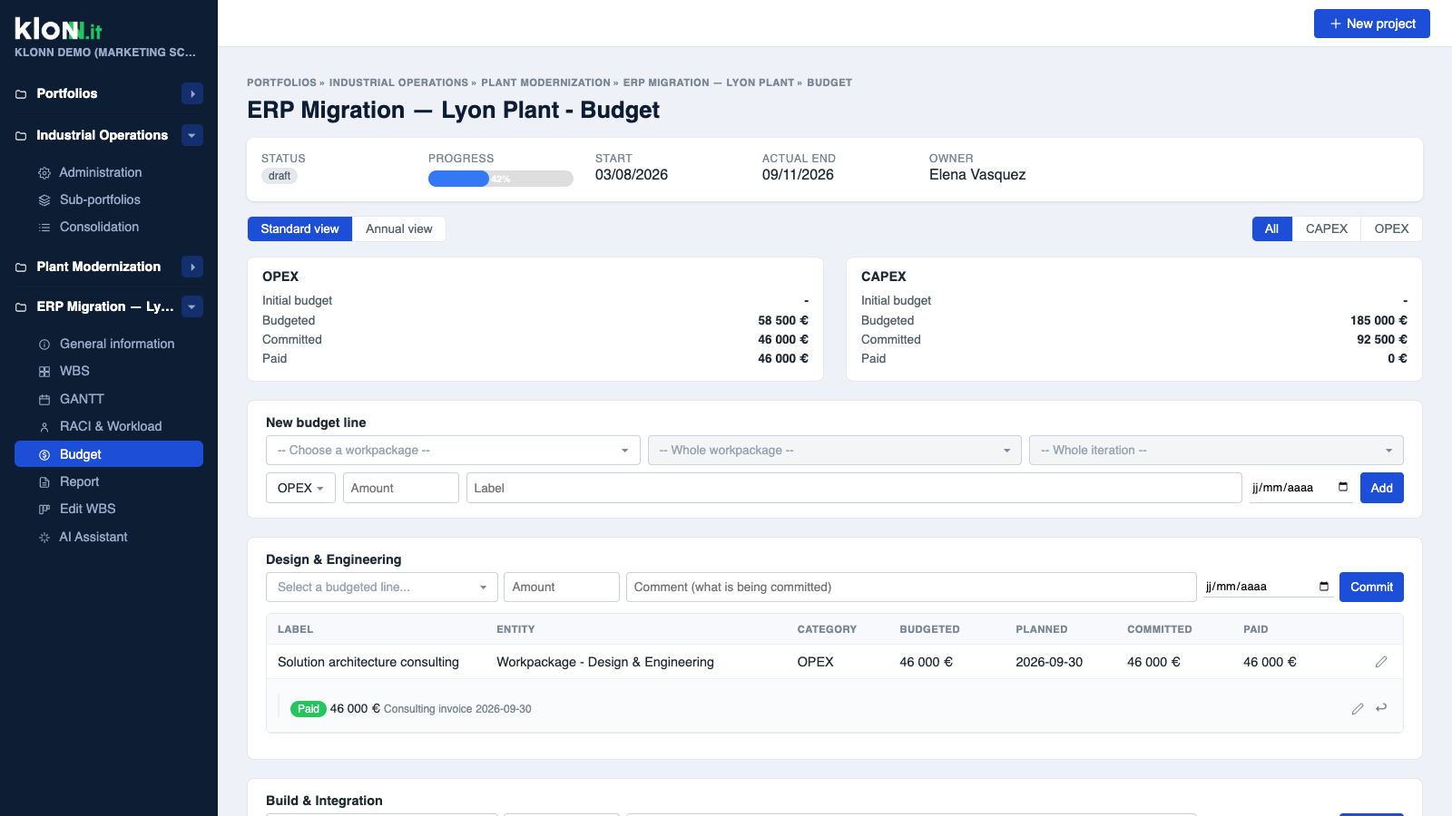 Two-tier budget control, not a single guessed number — Klonn.it screenshot